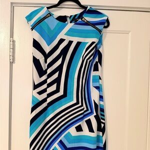 R&K Vibrant Blue and Black Patterned Dress